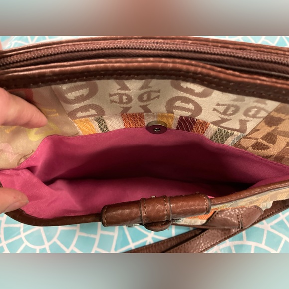 💛TODAY***$21***Vintage Etienne Aigner canvas shoulder bag /brown leather accent - Picture 7 of 9